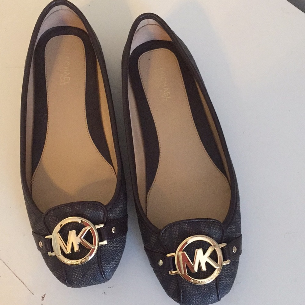 Brown leather flats